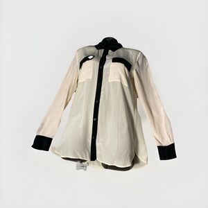 Victoria's Secret Sheer Night Shirt Button Pink Black Medium Pit To‎ Pit 20"